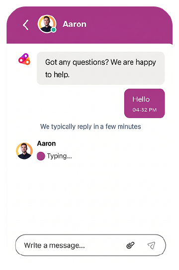 iPify in-app support chat — conversation with a customer success agent